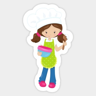 Baking, Baker, Bakery, Cute Girl, Brown Hair Sticker